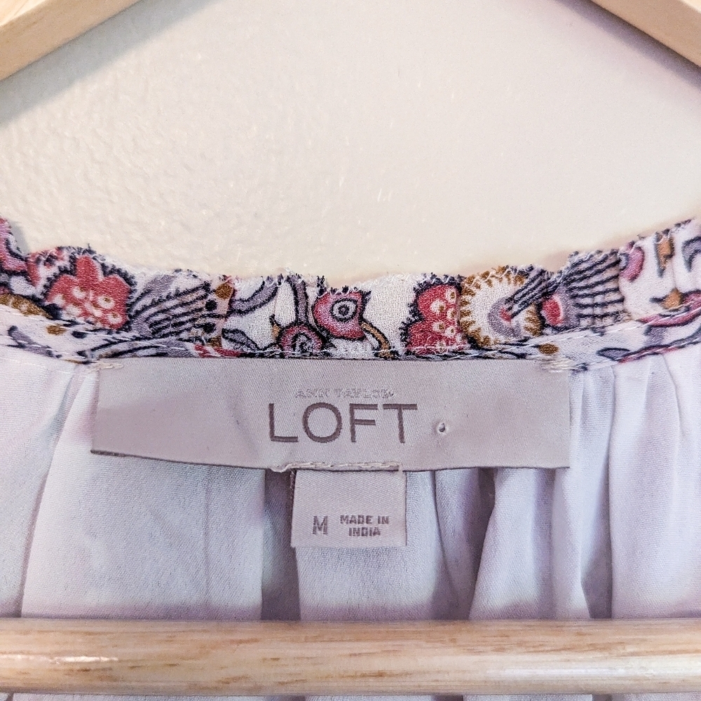 LOFT Purple Floral Eyelet Dress - Picture 7 of 7